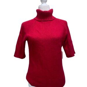 Vintage Apostrophe Angora Silk Turtleneck Sweater Red Top 90s Y2k fluffy S